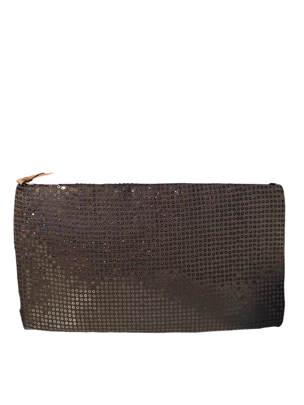 Black Iridescent Sequin Zip Clutch Evening Bag